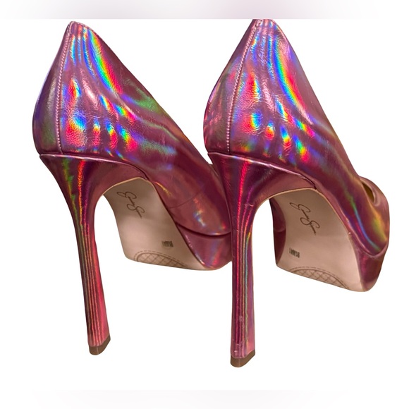 Jessica Simpson NWT Sz 9.5 Stunning Pink Iridescent Platform Stiletto Heels SH77 - Picture 7 of 13